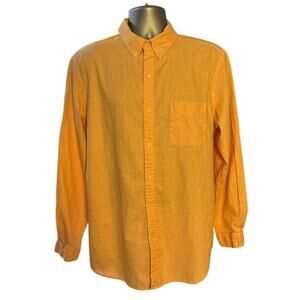Chaps 78 Peach Linen Blend Classic Fit Casual Summer Button Down Size L